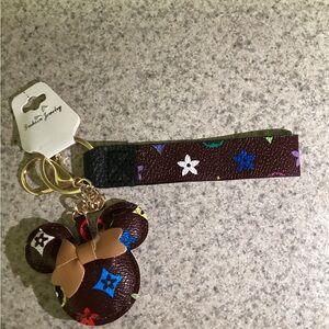 Brown Keychain with Colorful Accents